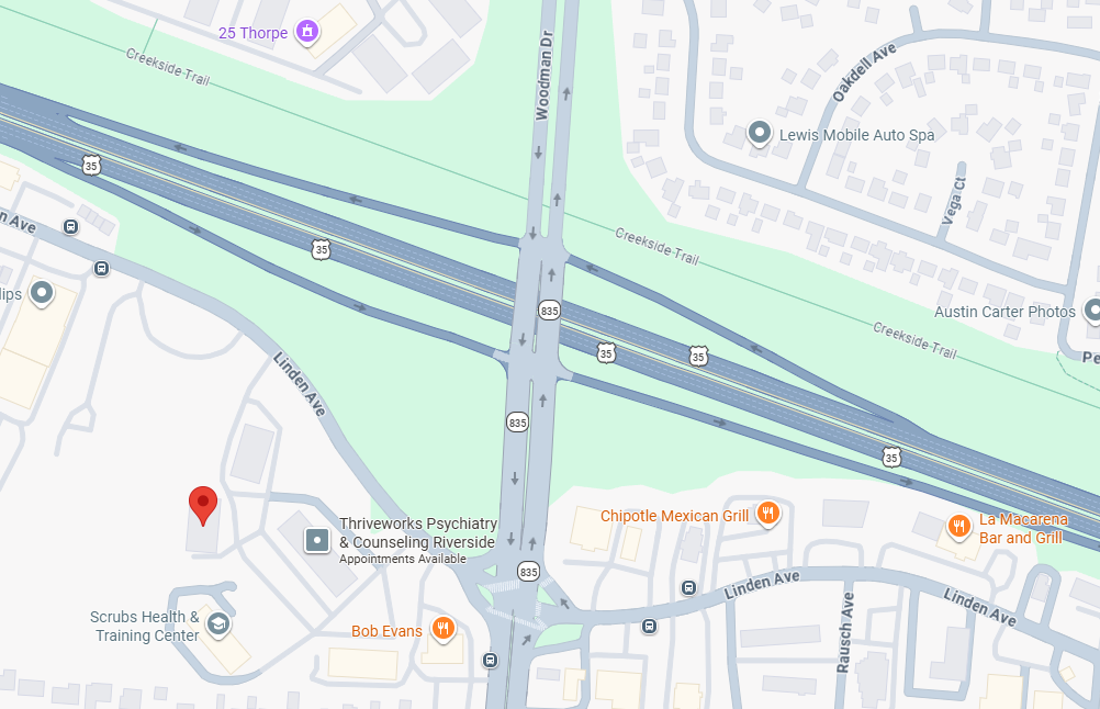 Map showing Aline headquarters on Linden Avenue in Dayton, Ohio